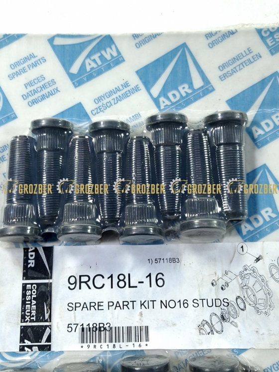 Фото 3 - 9RC18L-16 Колісна шпилька ADR запчастини арт. 9RC18L-16